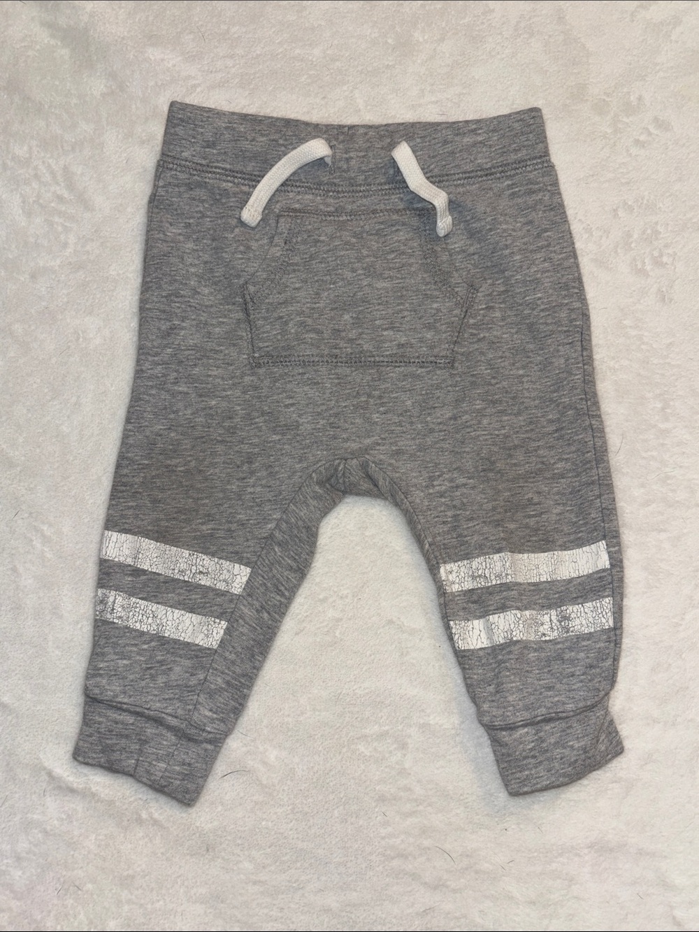 Gymboree Gray Jogger Sweatpants with Silver Stripe Detail